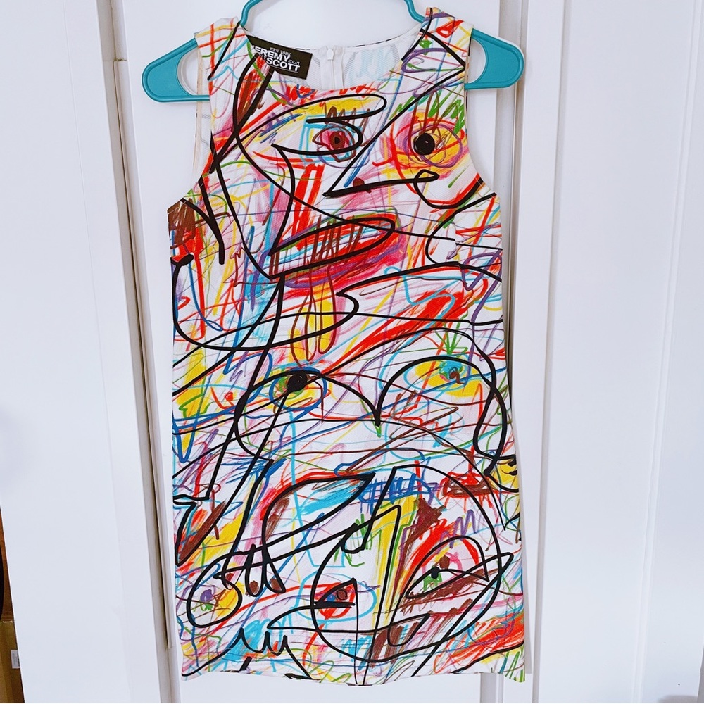 NWOT Jeremy Scott abstract scribble crayon print  Dress